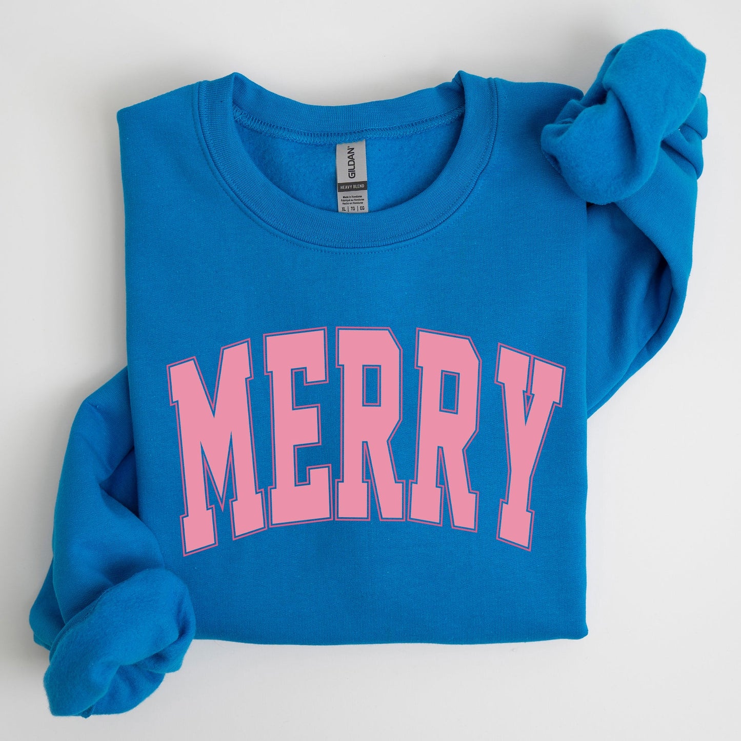 Merry, Varsity, Collegiate, Christmas, Santa, Winter, Xmas Sweatshirt