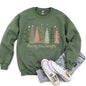 Merry and Bright, Christmas Trees Sweatshirt