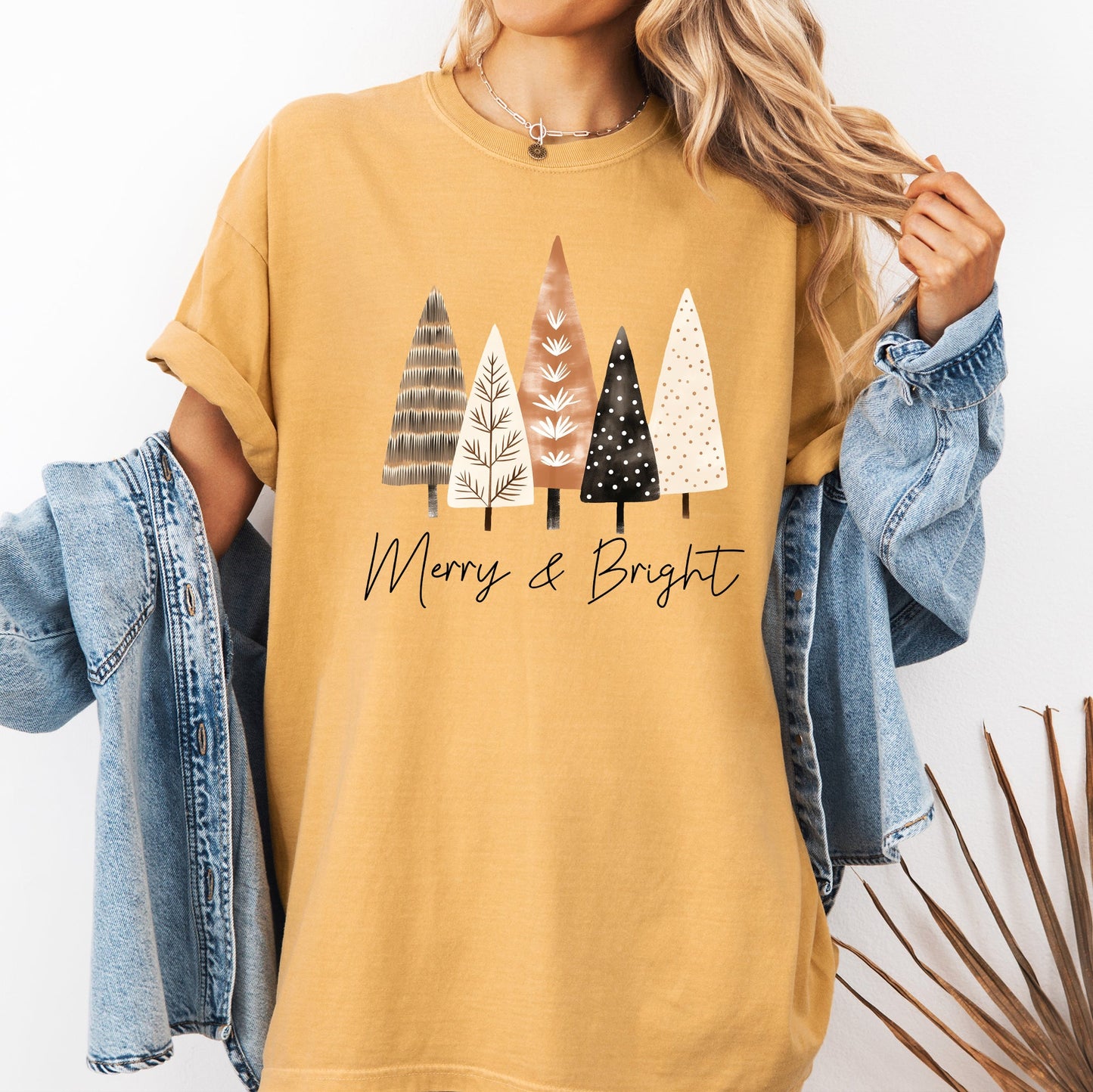 Merry and Bright, Christmas Trees, Hygge, Winter, Santa, Snow, Xmas Tshirt Comfort Colors T-Shirt