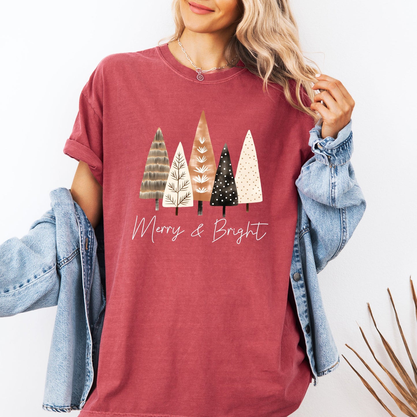 Merry and Bright, Christmas Trees, Hygge, Winter, Santa, Snow, Xmas Tshirt Comfort Colors T-Shirt
