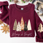 Merry and Bright, Christmas Trees, Hygge, Winter, Santa, Snow, Xmas Sweatshirt