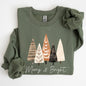 Merry and Bright, Christmas Trees, Hygge, Winter, Santa, Snow, Xmas Sweatshirt
