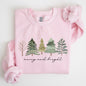 Merry and Bright, Christmas Trees, Minimalist, Winter, Snow, Xmas Sweatshirt
