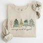 Merry and Bright, Christmas Trees, Minimalist, Winter, Snow, Xmas Sweatshirt