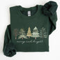 Merry and Bright, Christmas Trees, Minimalist, Winter, Snow, Xmas Sweatshirt