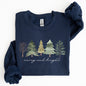 Merry and Bright, Christmas Trees, Minimalist, Winter, Snow, Xmas Sweatshirt