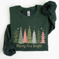 Merry and Bright, Christmas Trees, Winter, Snow, Xmas Sweatshirt