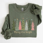 Merry and Bright, Christmas Trees, Winter, Snow, Xmas Sweatshirt