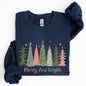 Merry and Bright, Christmas Trees, Winter, Snow, Xmas Sweatshirt