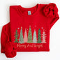 Merry and Bright, Christmas Trees, Winter, Snow, Xmas Sweatshirt