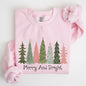 Merry and Bright, Christmas Trees, Winter, Snow, Xmas Sweatshirt