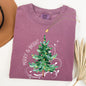 Merry and Bright, Christmas Tree with ornaments, Swirls, Santa, Winter, Xmas Tshirt Comfort Colors T-Shirt
