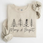 Merry and Bright, Christmas, Minimalist, Winter, Snow, Santa, Xmas Sweatshirt