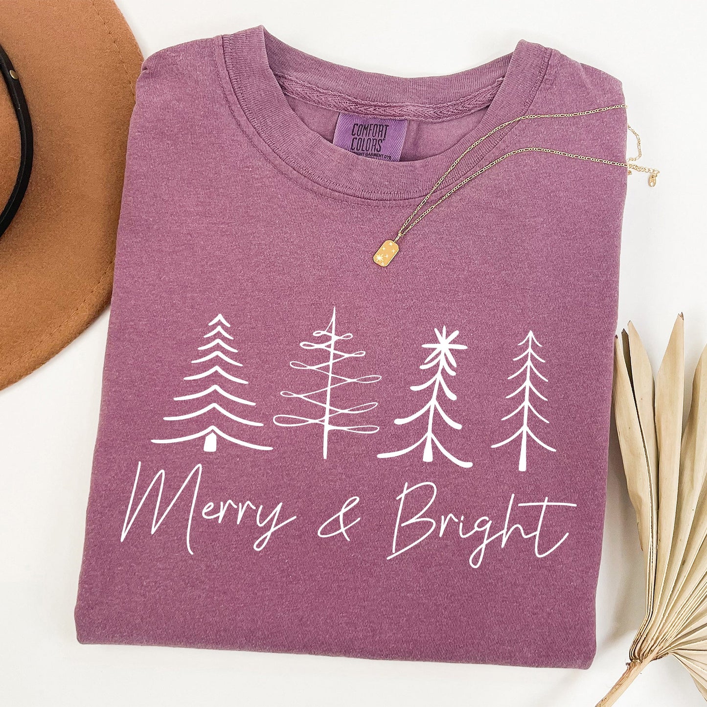 Merry and Bright, Christmas, Minimalist, Winter, Snow, Santa, Xmas Tshirt Comfort Colors T-Shirt