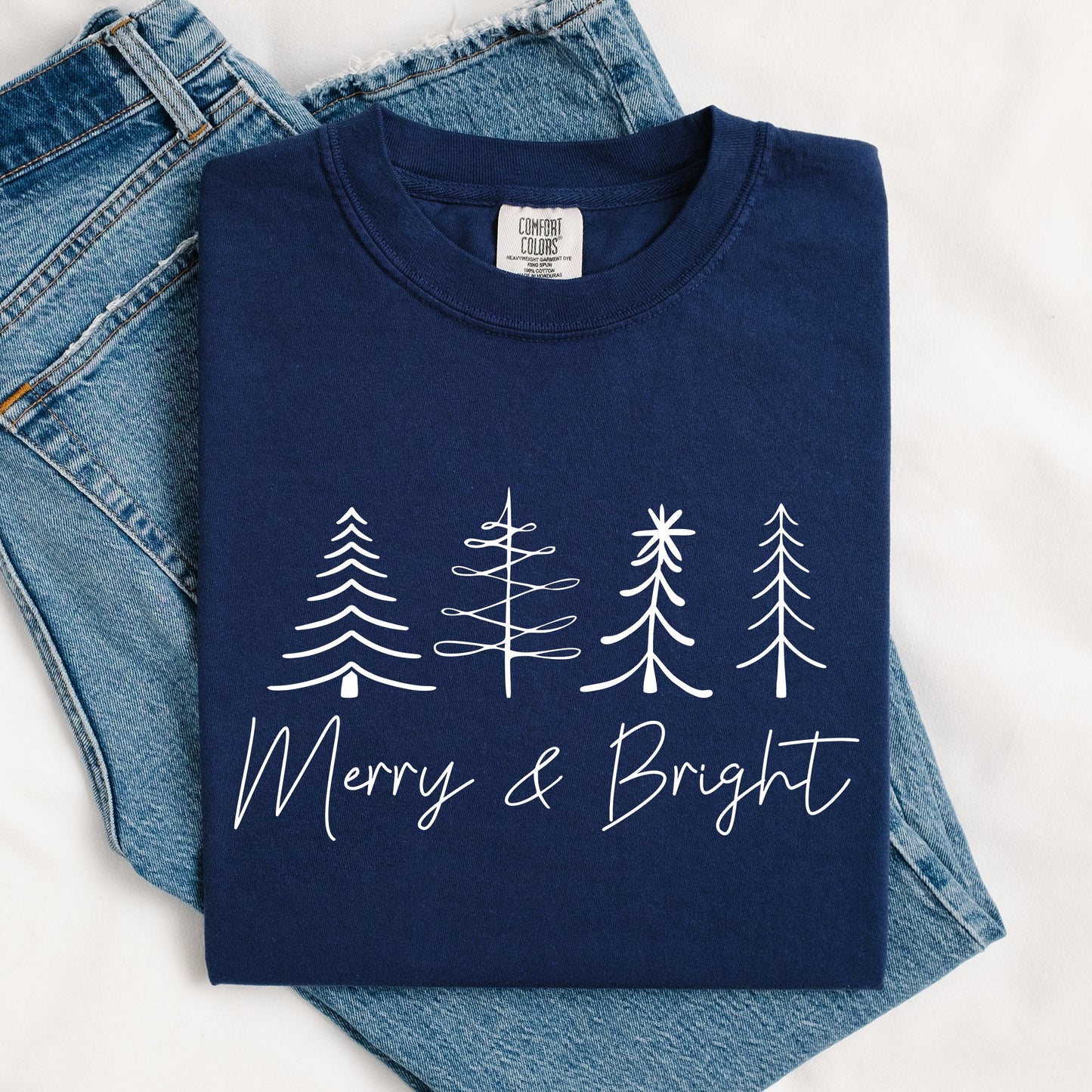 Merry and Bright, Christmas, Minimalist, Winter, Snow, Santa, Xmas Tshirt Comfort Colors T-Shirt