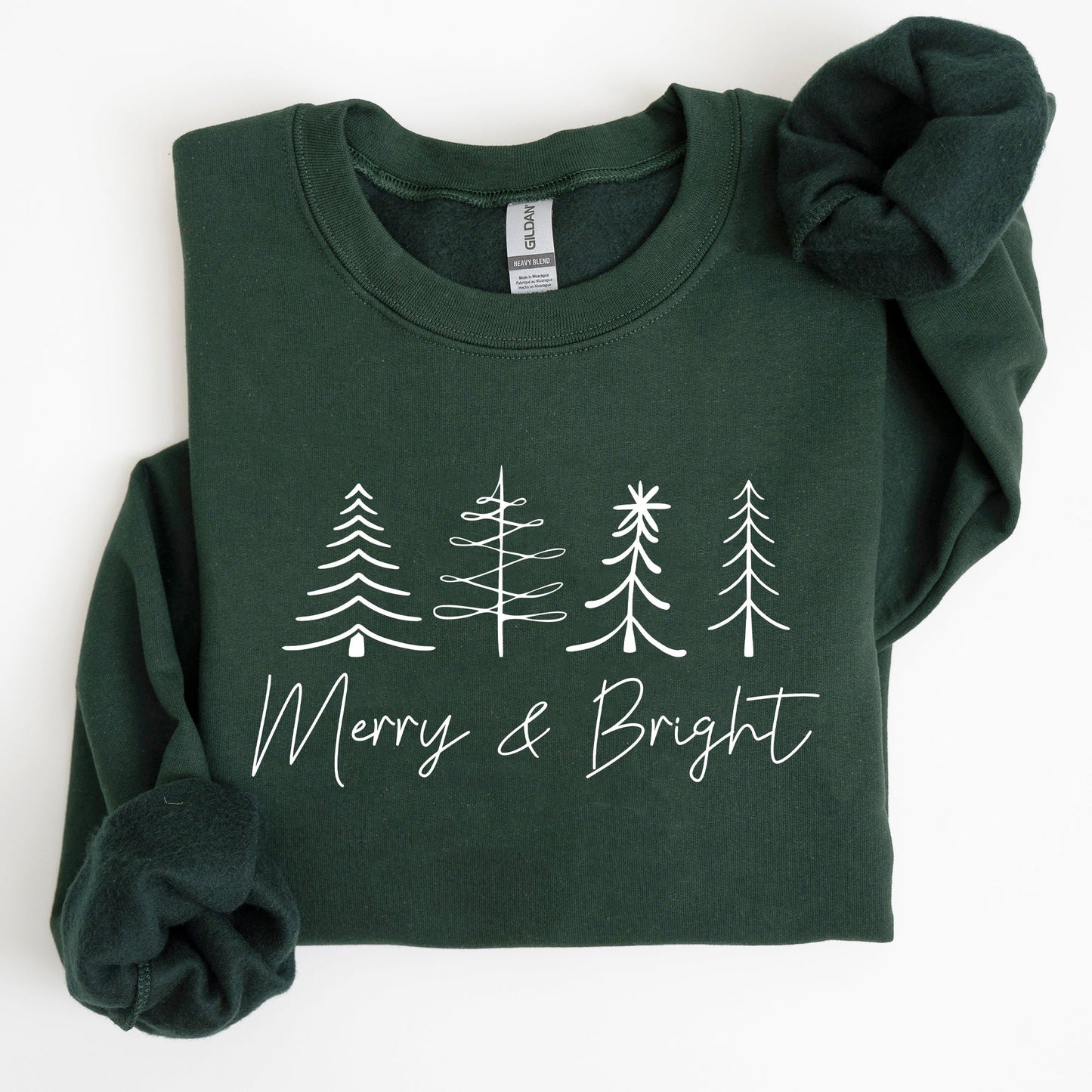 Merry and Bright, Christmas, Minimalist, Winter, Snow, Santa, Xmas Sweatshirt