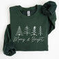 Merry and Bright, Christmas, Minimalist, Winter, Snow, Santa, Xmas Sweatshirt