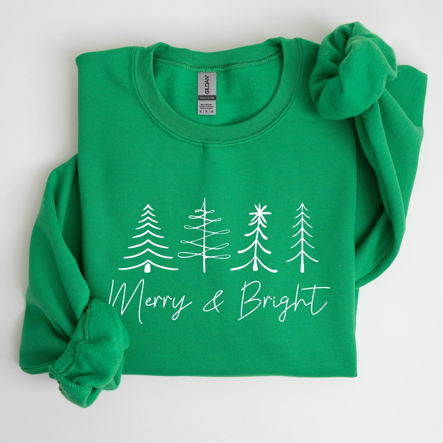 Merry and Bright, Christmas, Minimalist, Winter, Snow, Santa, Xmas Sweatshirt