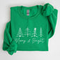 Merry and Bright, Christmas, Minimalist, Winter, Snow, Santa, Xmas Sweatshirt