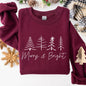 Merry and Bright, Christmas, Minimalist, Winter, Snow, Santa, Xmas Sweatshirt