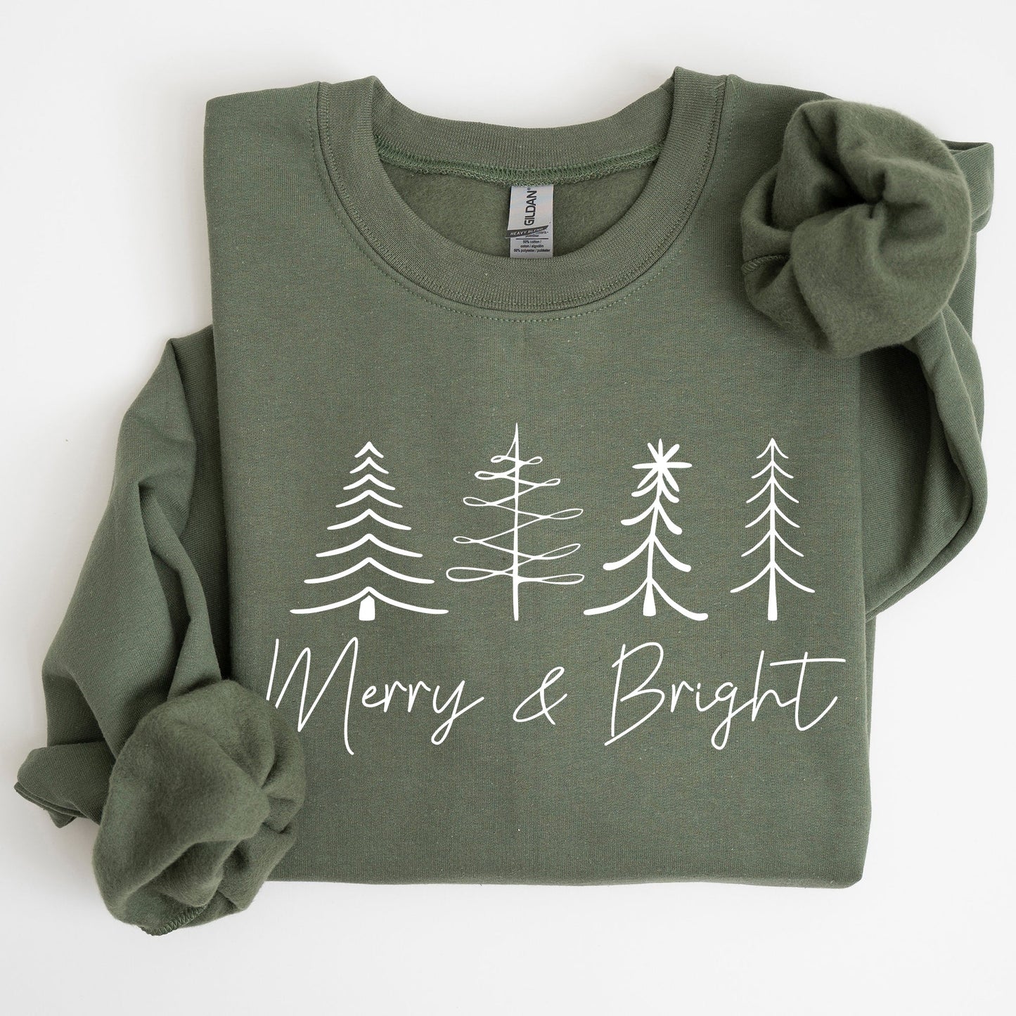 Merry and Bright, Christmas, Minimalist, Winter, Snow, Santa, Xmas Sweatshirt