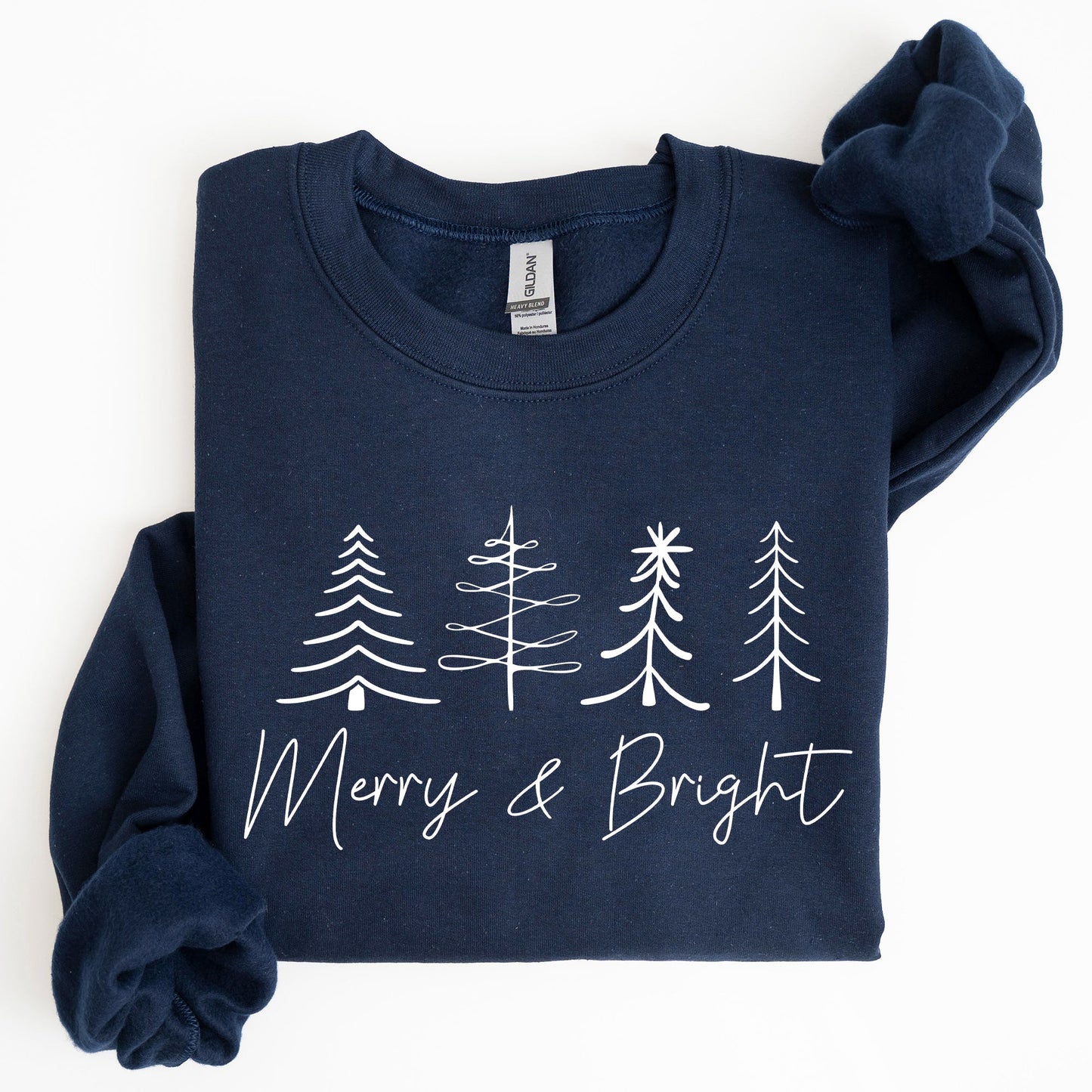 Merry and Bright, Christmas, Minimalist, Winter, Snow, Santa, Xmas Sweatshirt