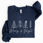 Merry and Bright, Christmas, Minimalist, Winter, Snow, Santa, Xmas Sweatshirt