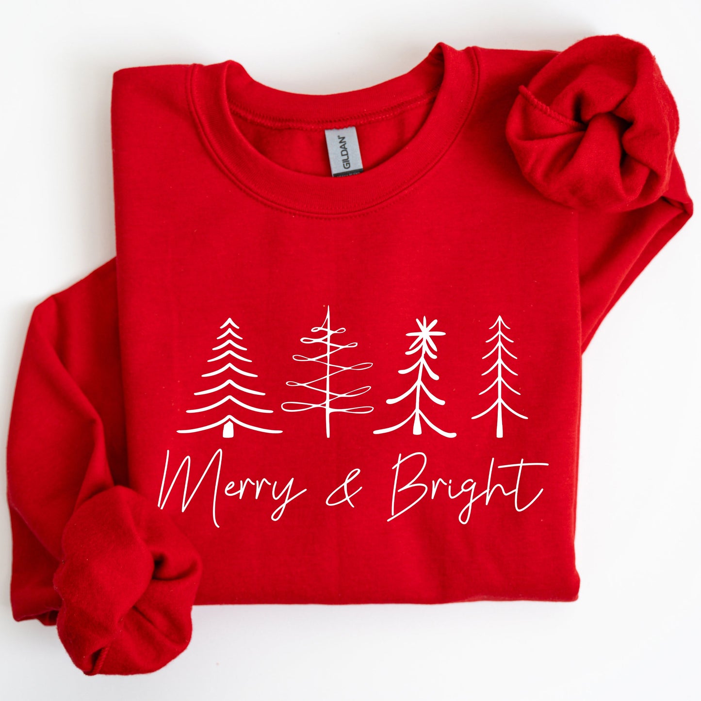 Merry and Bright, Christmas, Minimalist, Winter, Snow, Santa, Xmas Sweatshirt