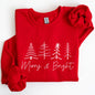 Merry and Bright, Christmas, Minimalist, Winter, Snow, Santa, Xmas Sweatshirt