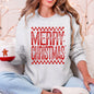 Merry Christmas, Checkered, Retro, Vintage Sweatshirt