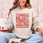 Merry Christmas, Checkered, Retro, Vintage Sweatshirt