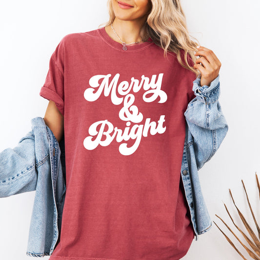 Merry and Bright, Classic Christmas, Winter, Santa, Xmas Tshirt Comfort Colors T-Shirt