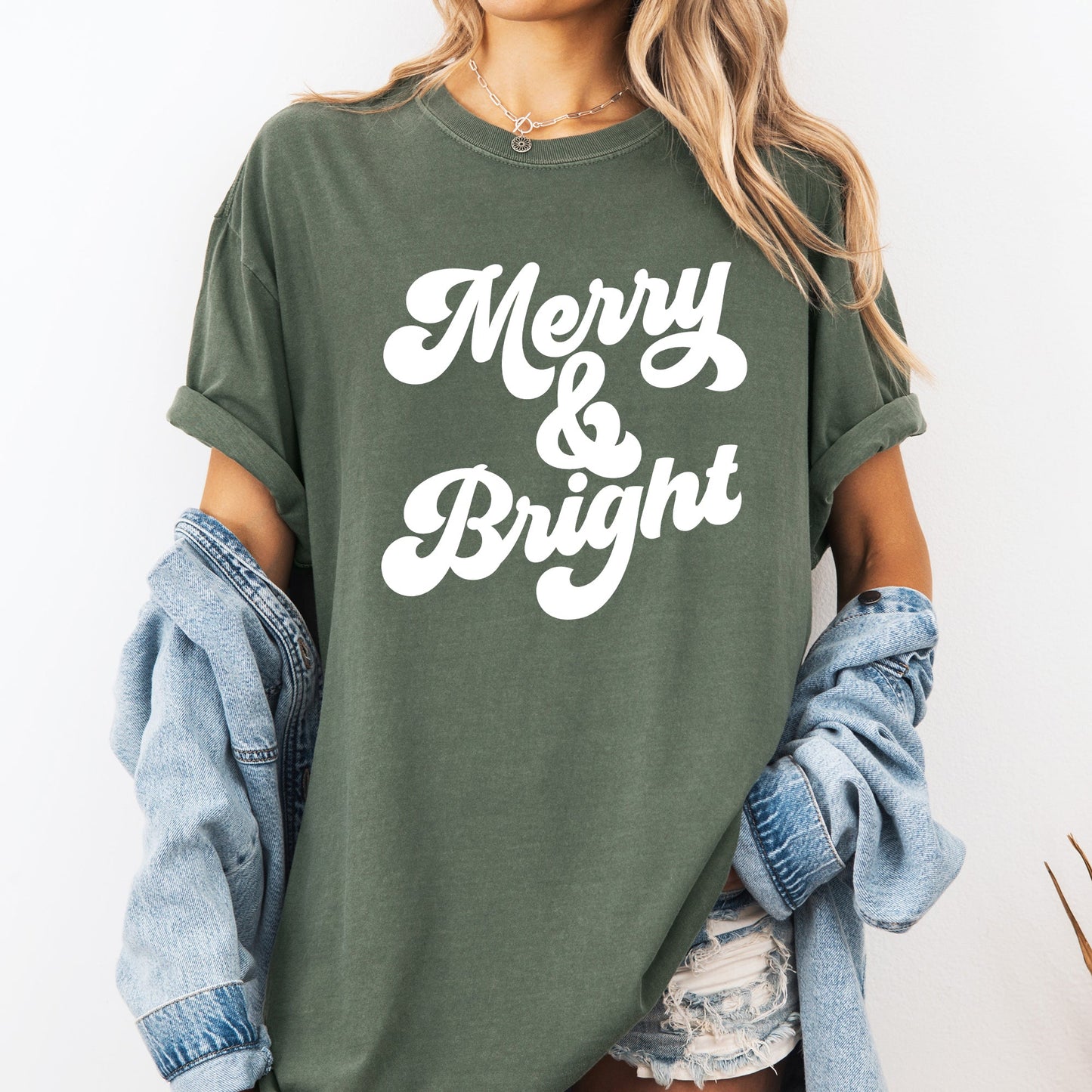 Merry and Bright, Classic Christmas, Winter, Santa, Xmas Tshirt Comfort Colors T-Shirt