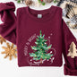 Merry and Bright, Colorful Christmas Tree, Swirls, Santa, Winter, Xmas Sweatshirt