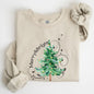 Merry and Bright, Colorful Christmas Tree, Swirls, Santa, Winter, Xmas Sweatshirt