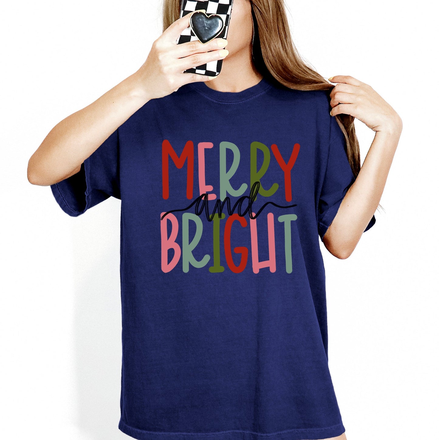 Merry and Bright, Colorful Christmas, Winter, Santa, Xmas Tshirt Comfort Colors T-Shirt