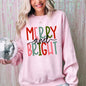 Merry and Bright, Colorful Christmas, Winter, Santa, Xmas Sweatshirt