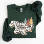 Merry and Bright, Colorful Retro, Christmas, Winter, Xmas, Santa Sweatshirt