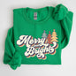 Merry and Bright, Colorful Retro, Christmas, Winter, Xmas, Santa Sweatshirt