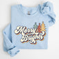 Merry and Bright, Colorful Retro, Christmas, Winter, Xmas, Santa Sweatshirt