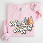 Merry and Bright, Colorful Retro, Christmas, Winter, Xmas, Santa Sweatshirt