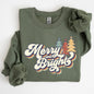 Merry and Bright, Colorful Retro, Christmas, Winter, Xmas, Santa Sweatshirt
