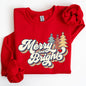 Merry and Bright, Colorful Retro, Christmas, Winter, Xmas, Santa Sweatshirt