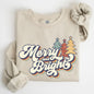 Merry and Bright, Colorful Retro, Christmas, Winter, Xmas, Santa Sweatshirt
