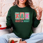 Merry and Bright, Pattern Blocks, Christmas Tree, Ribbon, Bows, Santa Sweatshirt