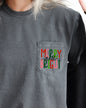 Merry and Bright, Pocket, Christmas, Colorful, Winter, Santa, Snow, Xmas Pocket Tee Comfort Colors T-Shirt