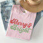 Merry and Bright, Red and Green, Christmas, Winter, Xmas Tshirt Comfort Colors T-Shirt