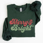 Merry and Bright, Red and Green, Christmas, Winter, Xmas Sweatshirt