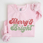 Merry and Bright, Red and Green, Christmas, Winter, Xmas Sweatshirt