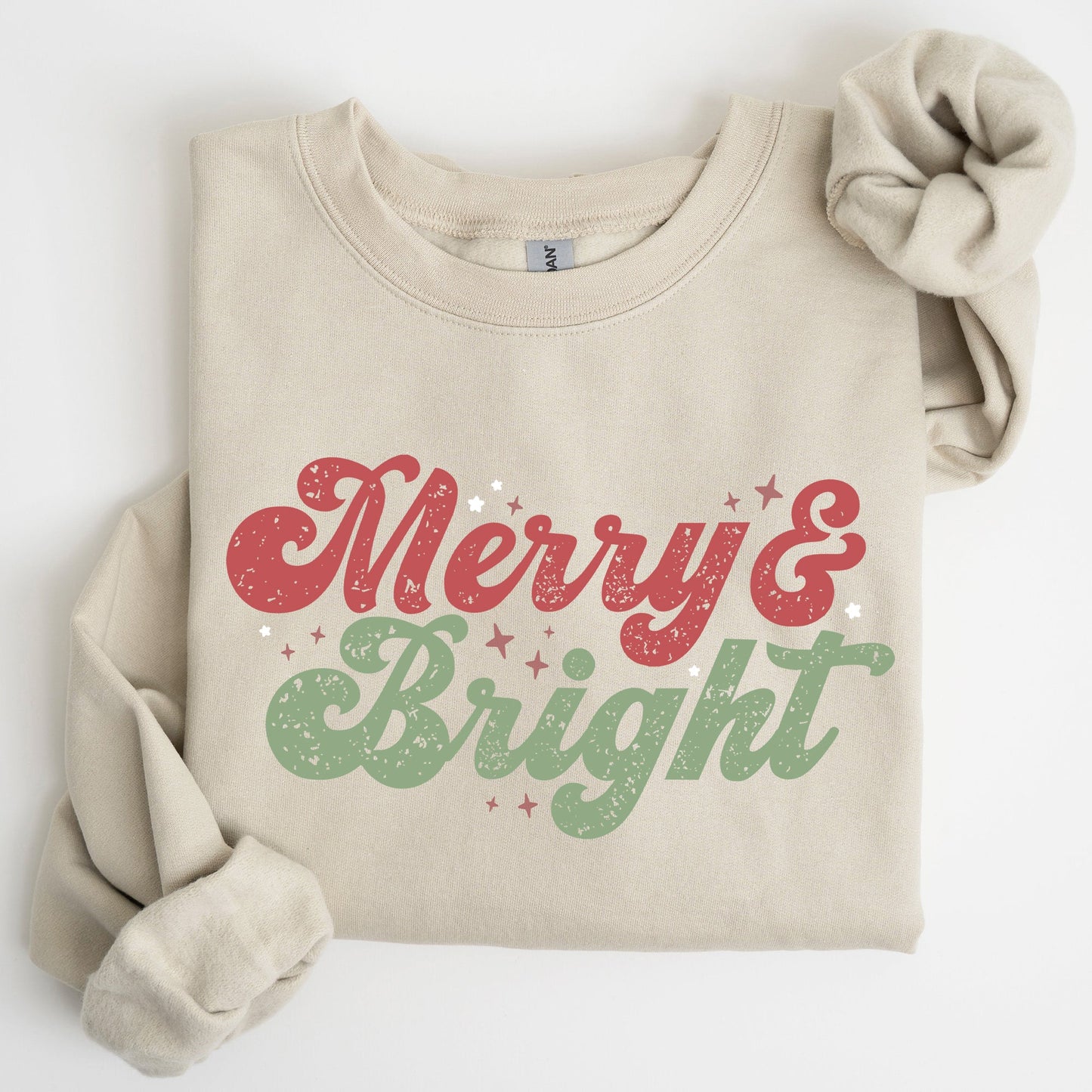 Merry and Bright, Red and Green, Christmas, Winter, Xmas Sweatshirt